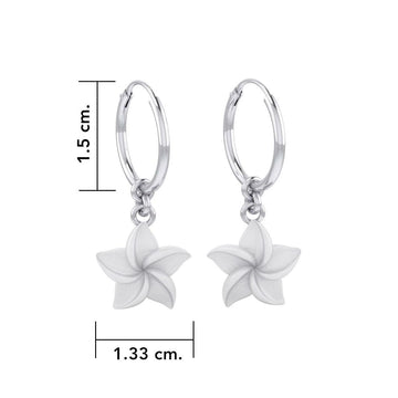Plumeria - Hawaii National Flower Silver ฺHoop Earrings TER2100 - Jewelry